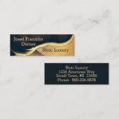 Carte De Visite Mini Encre d'alcool ultra moderne Marine et or (Devant / Derrière)