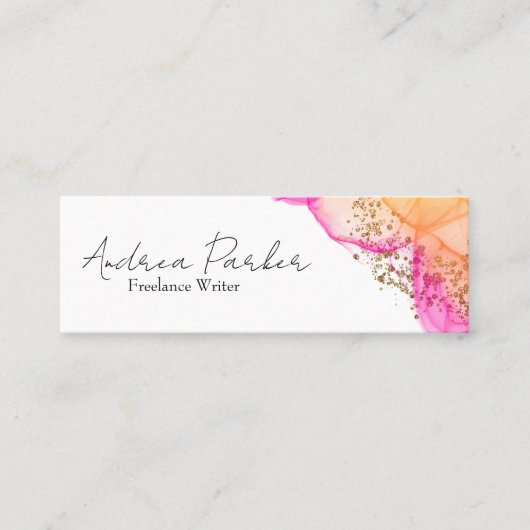 Carte De Visite Mini Encre rose personnalisée Code QR moderne simple (Devant)