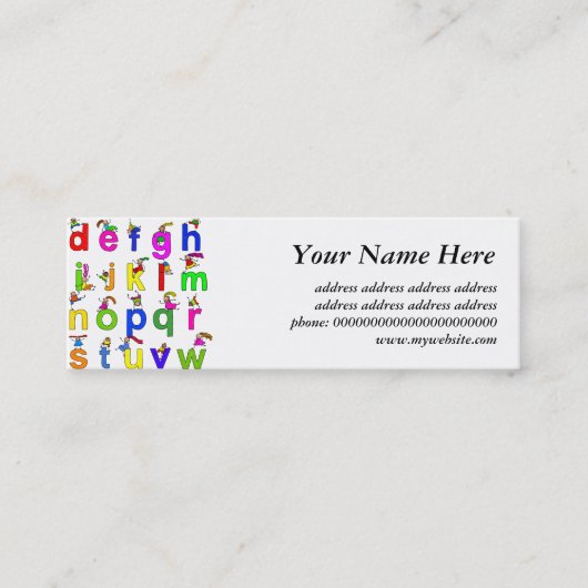 Carte De Visite Mini Enfants d'alphabet (Devant)