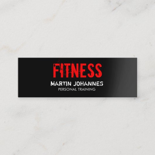 Carte De Visite Mini Entraîneur de fitness rouge noir mince (Devant)