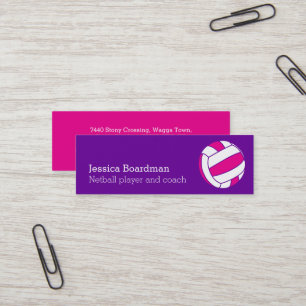 Carte De Visite Mini Entraîneur de joueur de basket-ball violet rose
