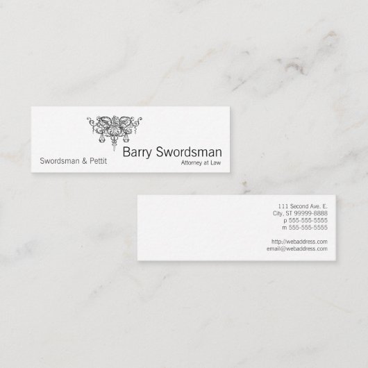 Carte De Visite Mini Épée de justice (avec des échelles) (Devant / Derrière)