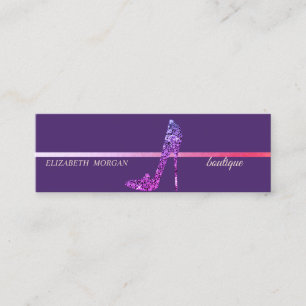 Carte De Visite Mini Escarpins modernes élégants violets avec diamants