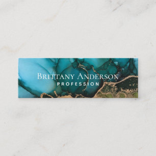 Carte De Visite Mini Ethereal Gold Noir Turquoise Abstrait Personnalis
