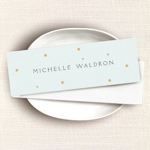 Carte De Visite Mini Etoiles d'or simples et élégantes Pastel Blue