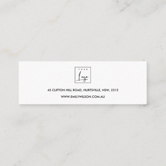 CARTE DE VISITE MINI ÉTUDE D'ARGENT BLANC PEARL DOUCE DOUCE ÉTABLISSEME (Dos)