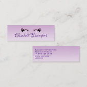 Carte De Visite Mini Eyelashes rose et noir élégants sur dégradé violet (Devant / Derrière)