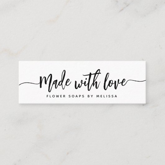 Carte De Visite Mini Fabriqué avec amour Simple Élégant Script Chic Pet (Devant)