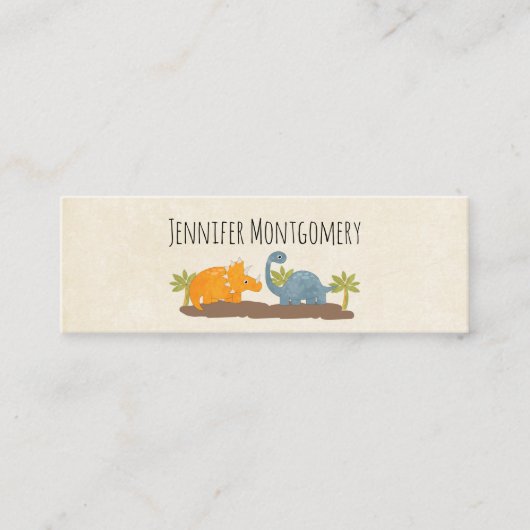 Carte De Visite Mini Faune sauvage de Cute Dinosaure (Devant)
