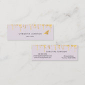 Carte De Visite Mini fausse feuille d'or abeille et miel sur lavande (Devant / Derrière)