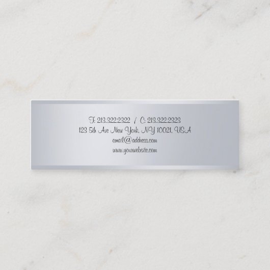 Carte De Visite Mini Faux Argent Élégant Modèle de script main moderne (Dos)