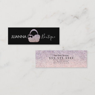 Carte De Visite Mini Faux Glitter Boutique Vêtements Noir Blanc  