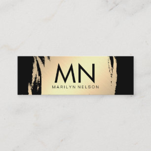 Carte De Visite Mini Faux Gold brossé avec un Monogramme chic