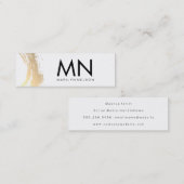 Carte De Visite Mini Faux Gold brossé avec un Monogramme chic (Devant / Derrière)