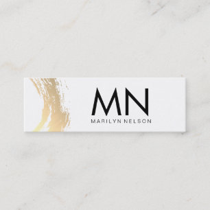 Carte De Visite Mini Faux Gold brossé avec un Monogramme chic