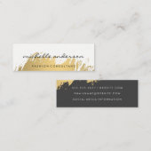 Carte De Visite Mini Faux Gold Brossé gris blanc (Devant / Derrière)