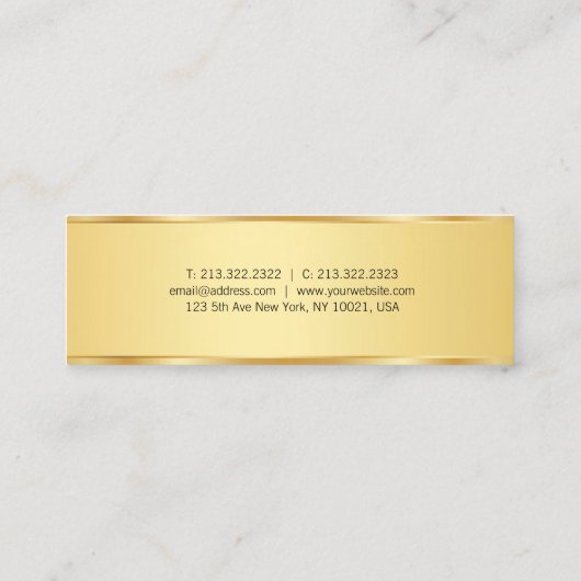 Carte De Visite Mini Faux Gold Elegant Simple Modèle moderne (Dos)