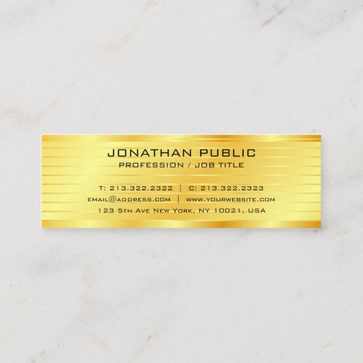 Carte De Visite Mini Faux Gold Moderne Elégant Premium Silk (Dos)