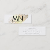 Carte De Visite Mini Faux or brillant avec monogramme chic (Devant / Derrière)