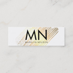Carte De Visite Mini Faux or brillant avec monogramme chic