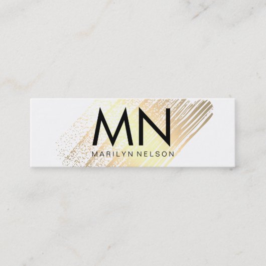 Carte De Visite Mini Faux or brillant avec monogramme chic (Devant)