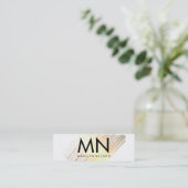 Carte De Visite Mini Faux or brillant avec monogramme chic (Debout devant)