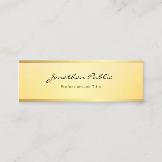 Carte De Visite Mini Faux Or Glamour Moderne Simple Modèle Élégant (Devant)