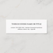 Carte De Visite Mini Faux or rayures modernes sur mini blanc élégant (Dos)