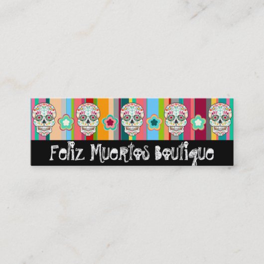 Carte De Visite Mini Feliz Muertos - crâne maigre fait sur commande (Devant)