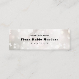 Carte De Visite Mini Femine Blanc Bokeh Perle Insertion Nom de Diplômé