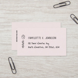 Carte De Visite Mini-femme écriture dessinée bébé minimaliste