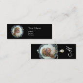 CARTE DE VISITE MINI FEMME ROMANTIQUE AUX FLEURS DE DIAMONDES ENAMMÈNE  (Devant / Derrière)