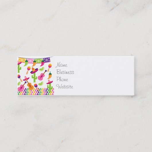 Carte De Visite Mini Fête mexicaine Sombrero Saguaro Peppers à la chaux (Devant)