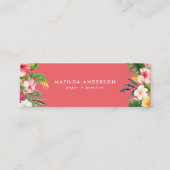 Carte De Visite Mini Feuillage moderne floral rose botanique tropical (Devant)