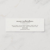 Carte De Visite Mini Feuille botanique moderne élégant gris simple rust (Dos)