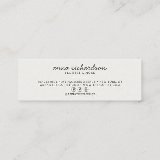 Carte De Visite Mini Feuille botanique moderne élégant gris simple rust (Dos)