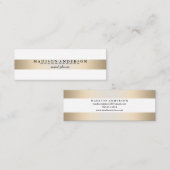 Carte De Visite Mini Feuille d'or élégante moderne de Faux barrée (Devant / Derrière)