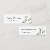 Carte De Visite Mini Feuilles botaniques simples avec un joli script (Devant / Derrière)