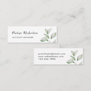 Carte De Visite Mini Feuilles botaniques simples avec un joli script