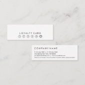 Carte De Visite Mini Fidélité noire et blanche de typographie simple (Devant / Derrière)