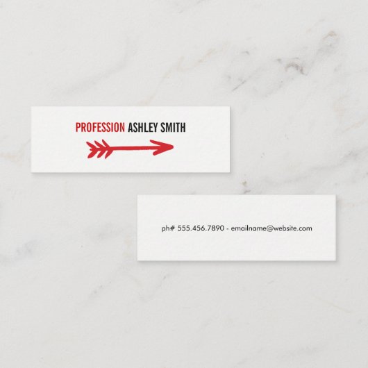 Carte De Visite Mini Flèche / Rouge (Devant / Derrière)