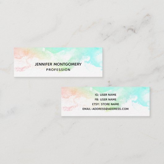 Carte De Visite Mini Flèches Abstraites vert et bleu (Devant / Derrière)