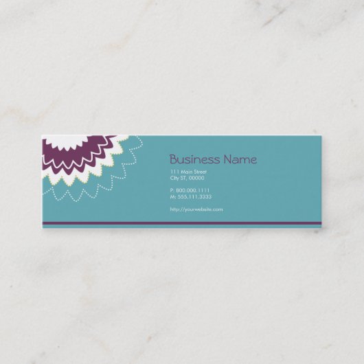Carte De Visite Mini Fleur de floraison - pourpre, Teal, vert (Devant)