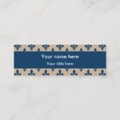 Carte De Visite Mini Fleur de Lis Motif, Français, Royal, Bleu marine (Dos)