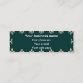 Carte De Visite Mini Fleur de Lis Motif, Français, Royal, Crème, Vert (Devant)