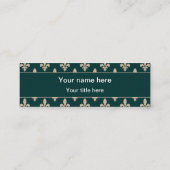 Carte De Visite Mini Fleur de Lis Motif, Français, Royal, Crème, Vert (Dos)
