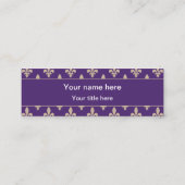 Carte De Visite Mini Fleur de Lis Motif, Français, Royal, Crème, Violet (Dos)