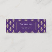 Carte De Visite Mini Fleur de Lis Motif, Français, Royal, Crème, Violet (Dos)