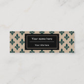 Carte De Visite Mini Fleur de Lis Motif, Français, Royal, Vert (Dos)