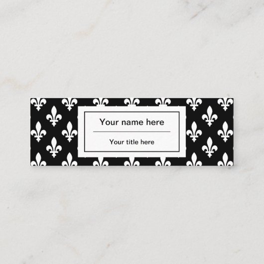 Carte De Visite Mini Fleur de Lis Motif, française, royale, blanche (Dos)